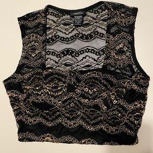 Rue21 Black and Golden Crop Top Size S